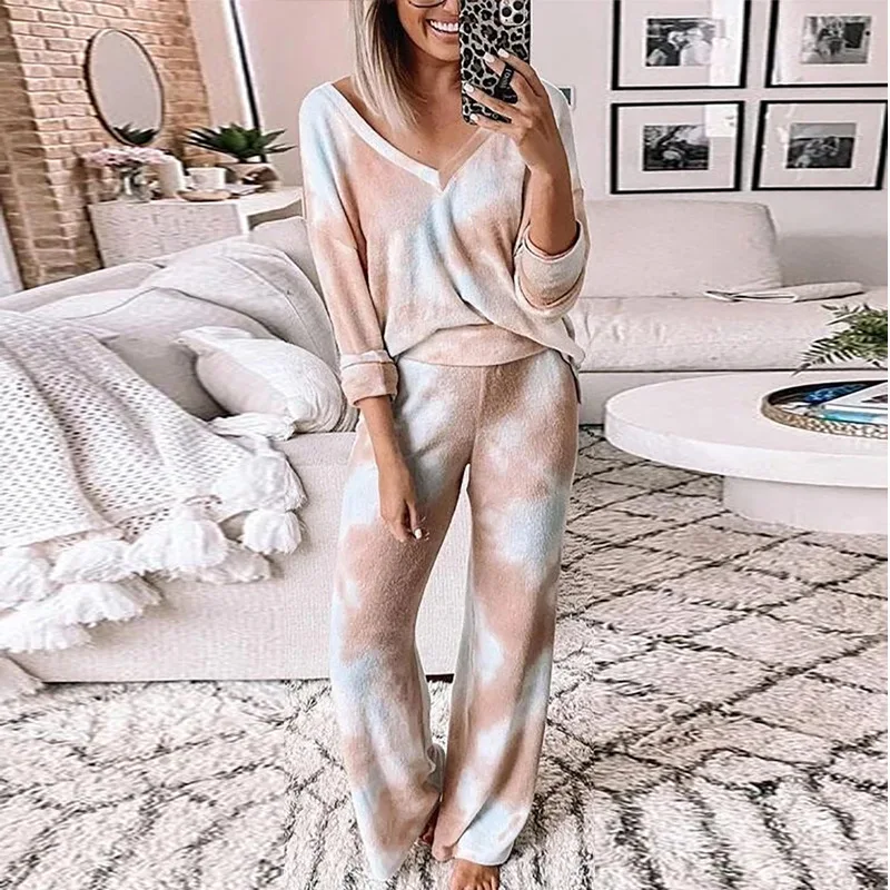 Женский Повседневный Спортивный костюм розовый свободный из двух предметов