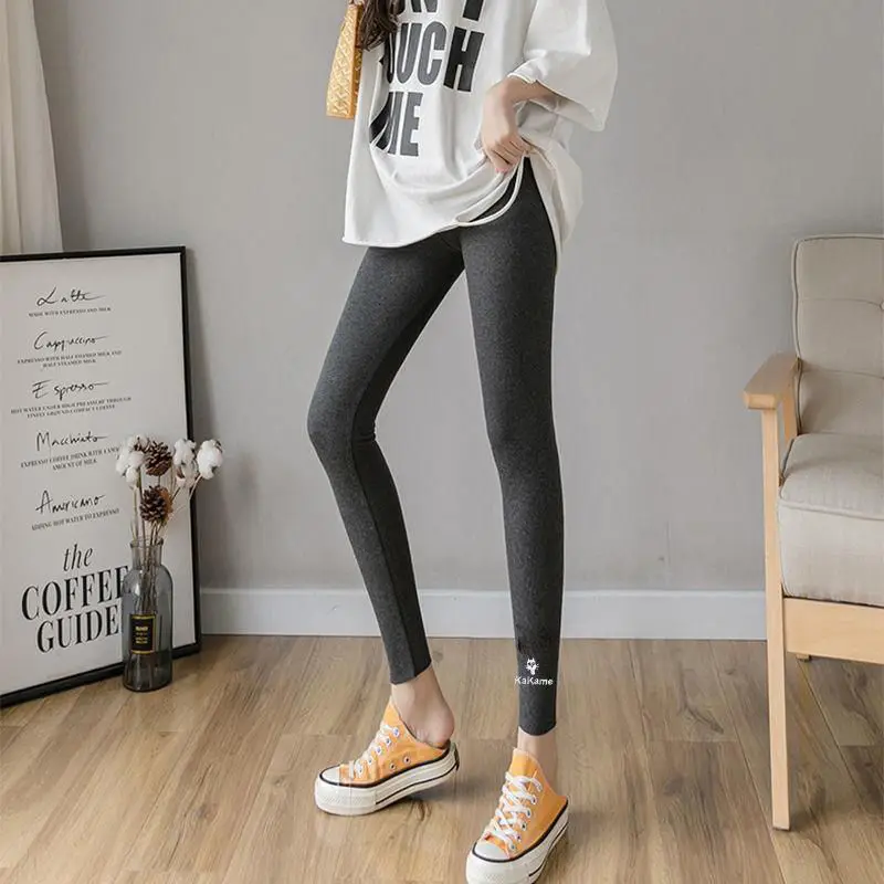 

Autumn and winter lamb thread bottom trousers women wear thickened high waist vertical stripes warm pants