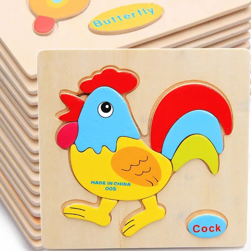 

Baby Toys Wooden 3d Puzzle Cartoon Animal Intelligence Kids Educational Brain Teaser Children Tangram Shapes Learning Jigsaw