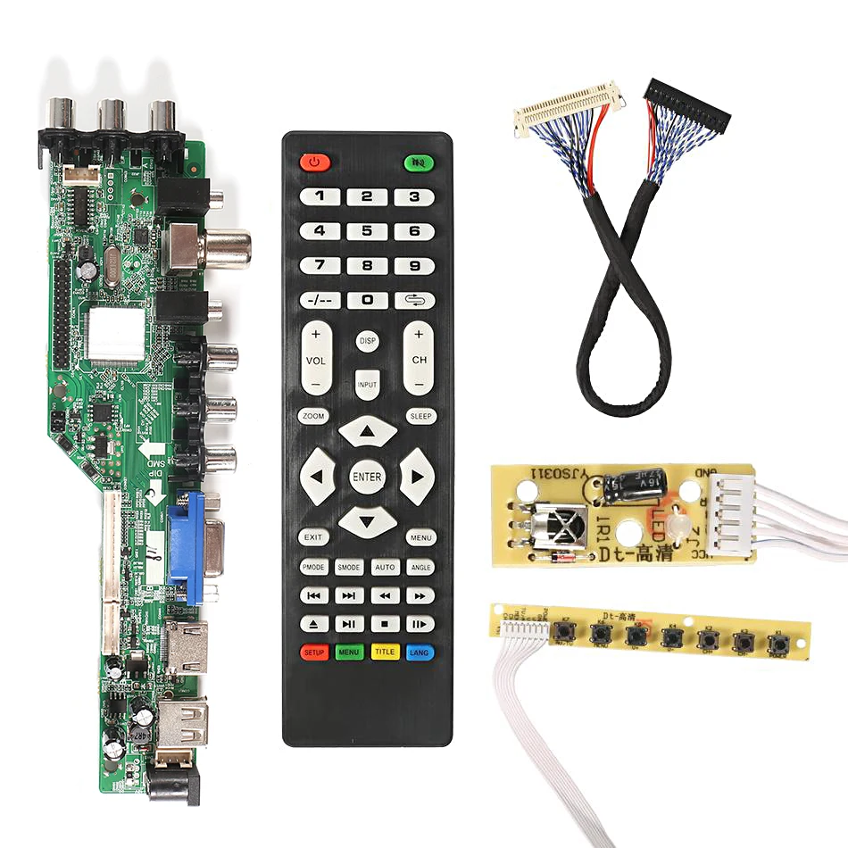 

3663 New Digital Signal DVB-C DVB-T2 DVB-T Universal LCD TV Controller Driver Board UPGRADE 3463A Russian USB Play LUA63A82