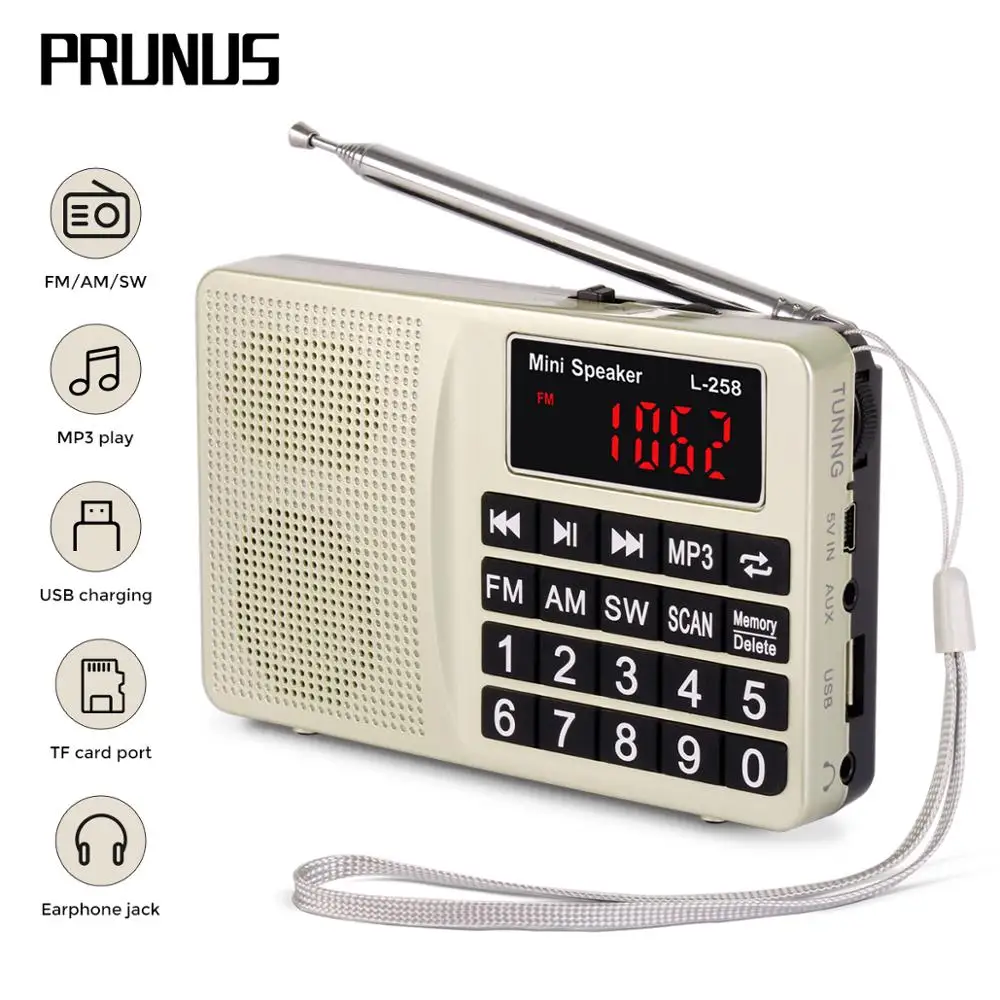 Портативный цифровой радиоприемник с поддержкой U диска/TF карты/AUX