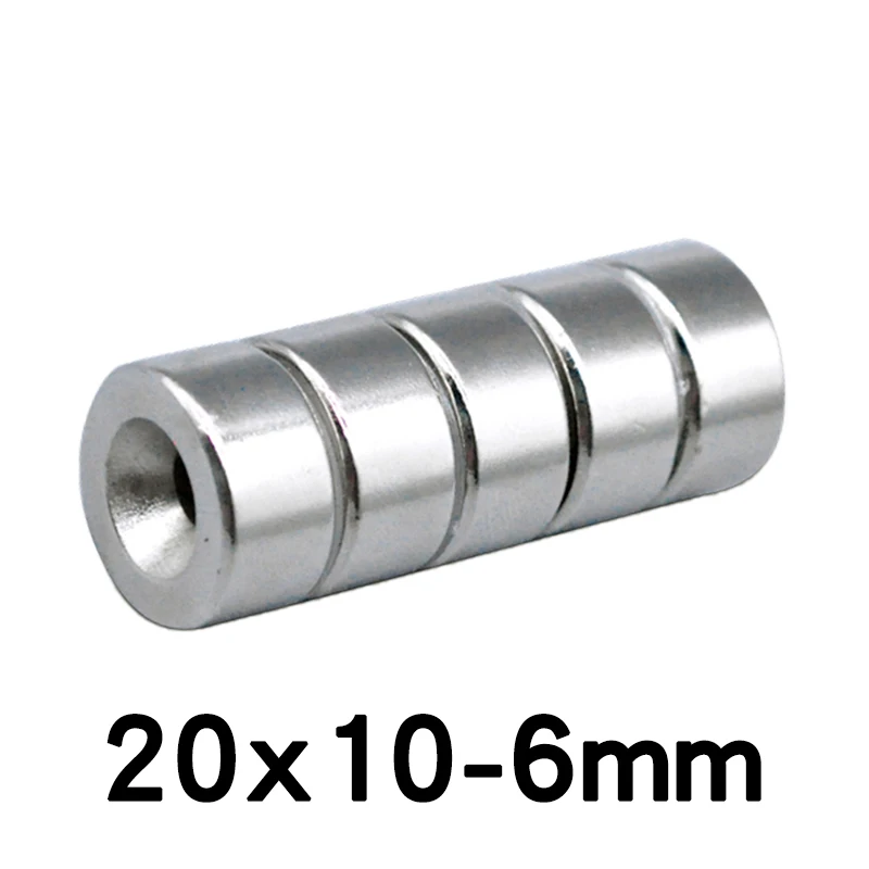 

5/10/20pcs 20x10-6mm Strong Cylinder Rare Earth Countersunk Magnet 20x10 mm Hole 6mm Round Neodymium Magnetic Magnets N35