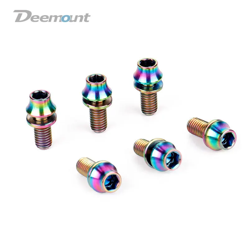 

Bicycle Bottle Cage Accessories Screw M5*12 TC4 Titanium Alloy Screw Hexagon Socket Head with Non-drop Gasket
