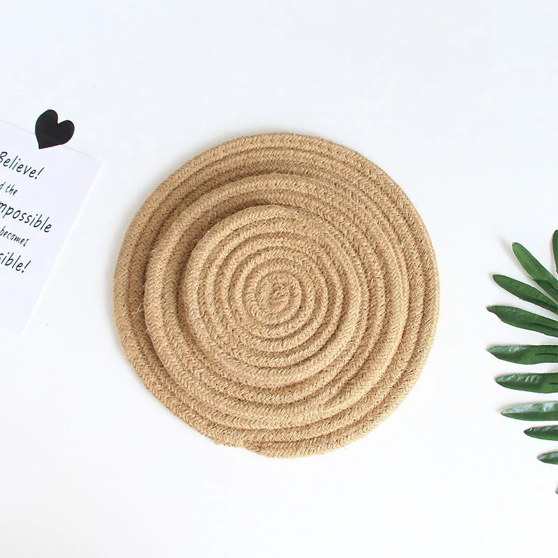 Джутовая подстилка круглый коврик обеденная ручная работа изоляционная для