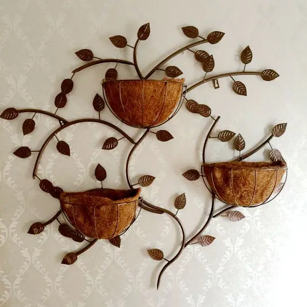 

Metal Wall Mounted Plants Shelves Wall Organizer Floating Rack Artistic Flower Pot Holders for Bedroom Study Balcony Decor