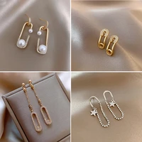 rscvonm new design pearl irregular pin dangle earring for woman fashion korean jewelry luxury sexy girls party wear earrings