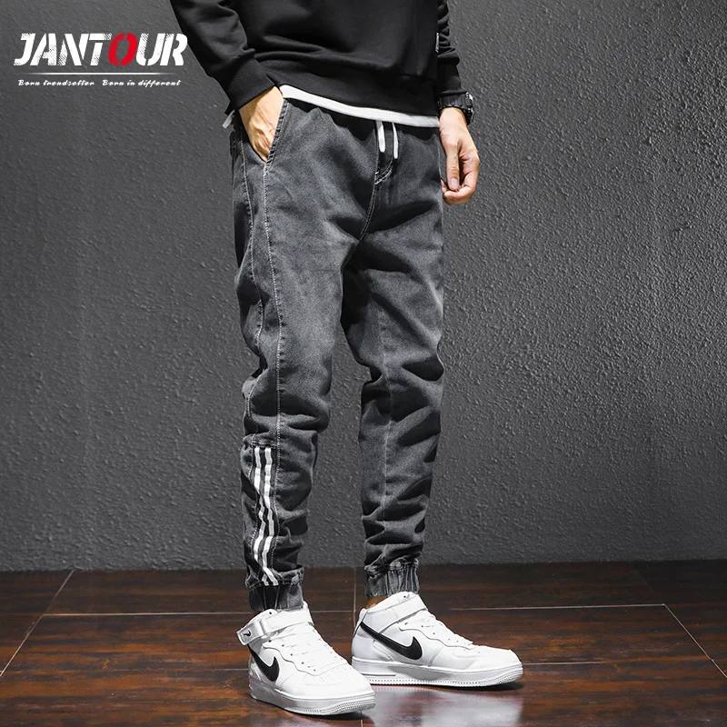 

2021 New Baggy Men's Cargo Jeans Fashion Kpop Clothes Harlan Jeans Streetwear Harajuku Pants Joggers Elastic Waist Jeans Male