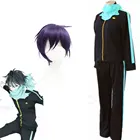 Парик для косплея из синтетических волос Noragami yato, черный, фиолетовый, в стиле аниме, с короткими синтетическими волосами, костюм для комплект спортивной одежды, с шапочкой