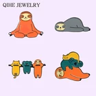 Забавные Животные Ленивец серия брошь Милая блестящая джинсовая эмаль значки на лацкан подарки для фанатов друзей коала аниме значки ювелирные изделия оптом