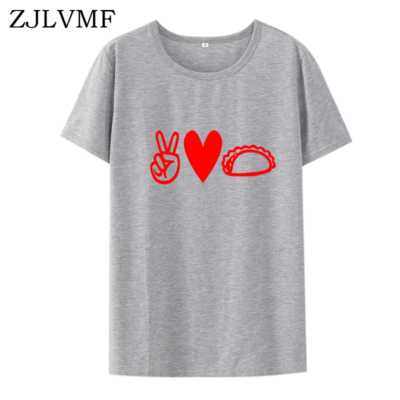 Женская футболка с круглым вырезом Zjlvmf Peace Love Taco свободная повседневная
