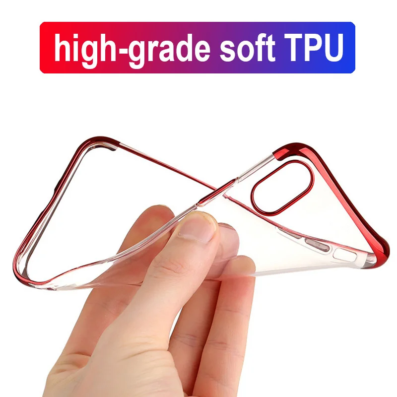 Прозрачный мягкий чехол из ТПУ с гальваническим покрытием для телефона Apple iPhone X XS