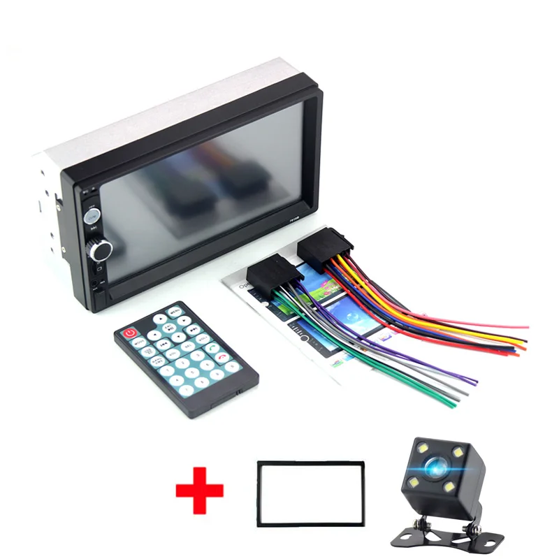 frame and 4led Автомобильный Радио HD " сенсорный экран стерео 2 Din Bluetooth FM ISO мощность SD USB Aux вход для IPhone Mp5 плеер нет или с камерой - Цвет: frame and 4led