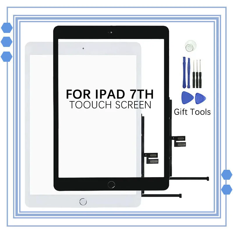 New For iPad 7th Gen 10.2 2019 7 A2197 A2198 A2200 LCD Outer Touch Screen Digitizer Front Glass Display Touch Panel Replacement