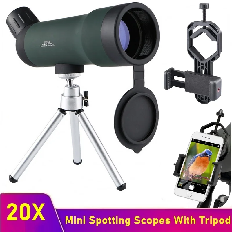 

Tongdaytech-Mini telescopio Monocular HD 20X50, cámara de teléfono, teleobjetivo con Zoom, telescopio con trípode para Iphone y