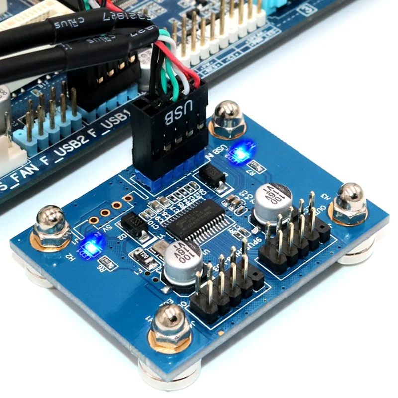 

4-Port USB 2.0 9-Pin Hub Extension Cable Card Connector Adapter for Desktop Motherboard USB Flash Drive 180 degree