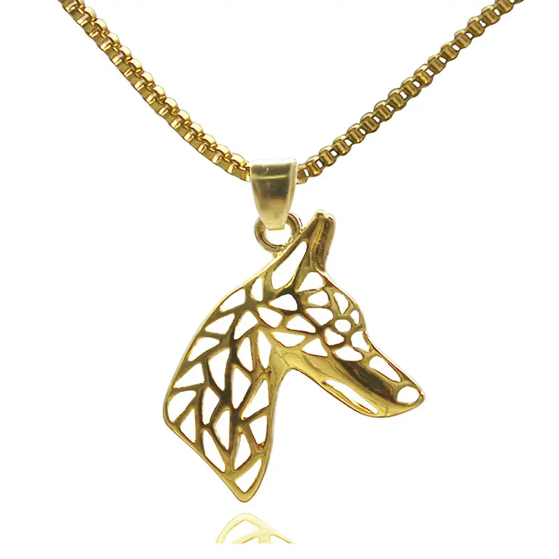 Doberman ювелирные изделия Собака Золотой цвет кулон ожерелья в виде животных для