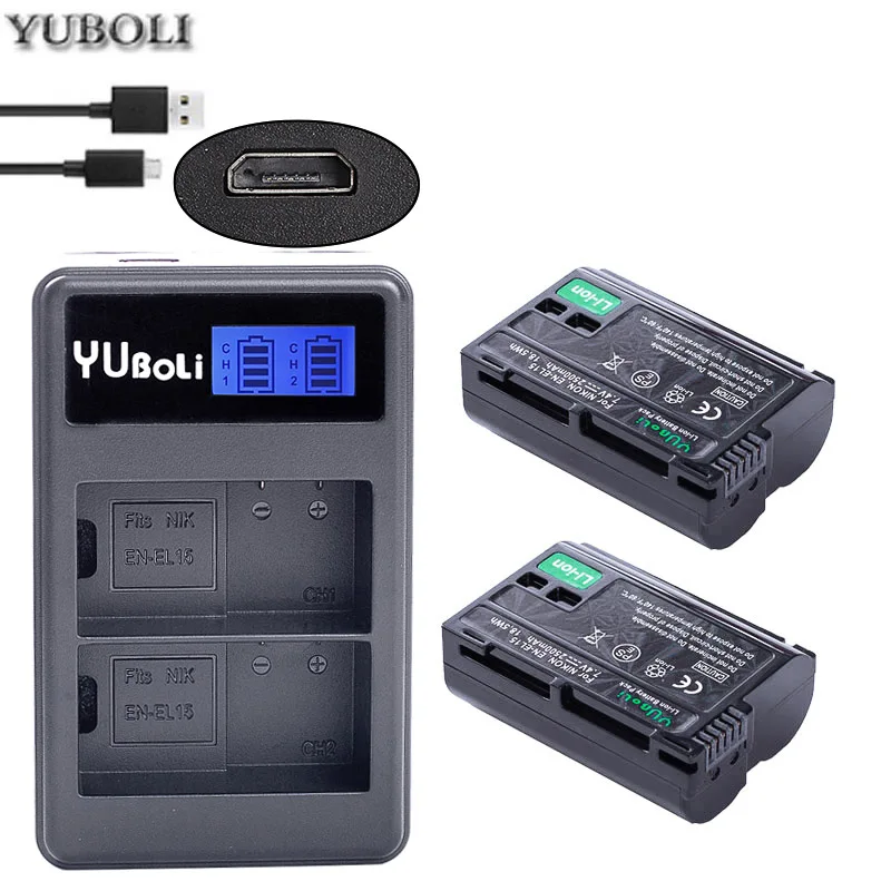 EN-EL15 ENEL15 RU EL15 ENEL15A батарея+ ЖК-дисплей USB зарядное устройство для Nikon D750 SLR D7000 D7100 D7200 D610 D7500 D810 D850 Z7 Z6