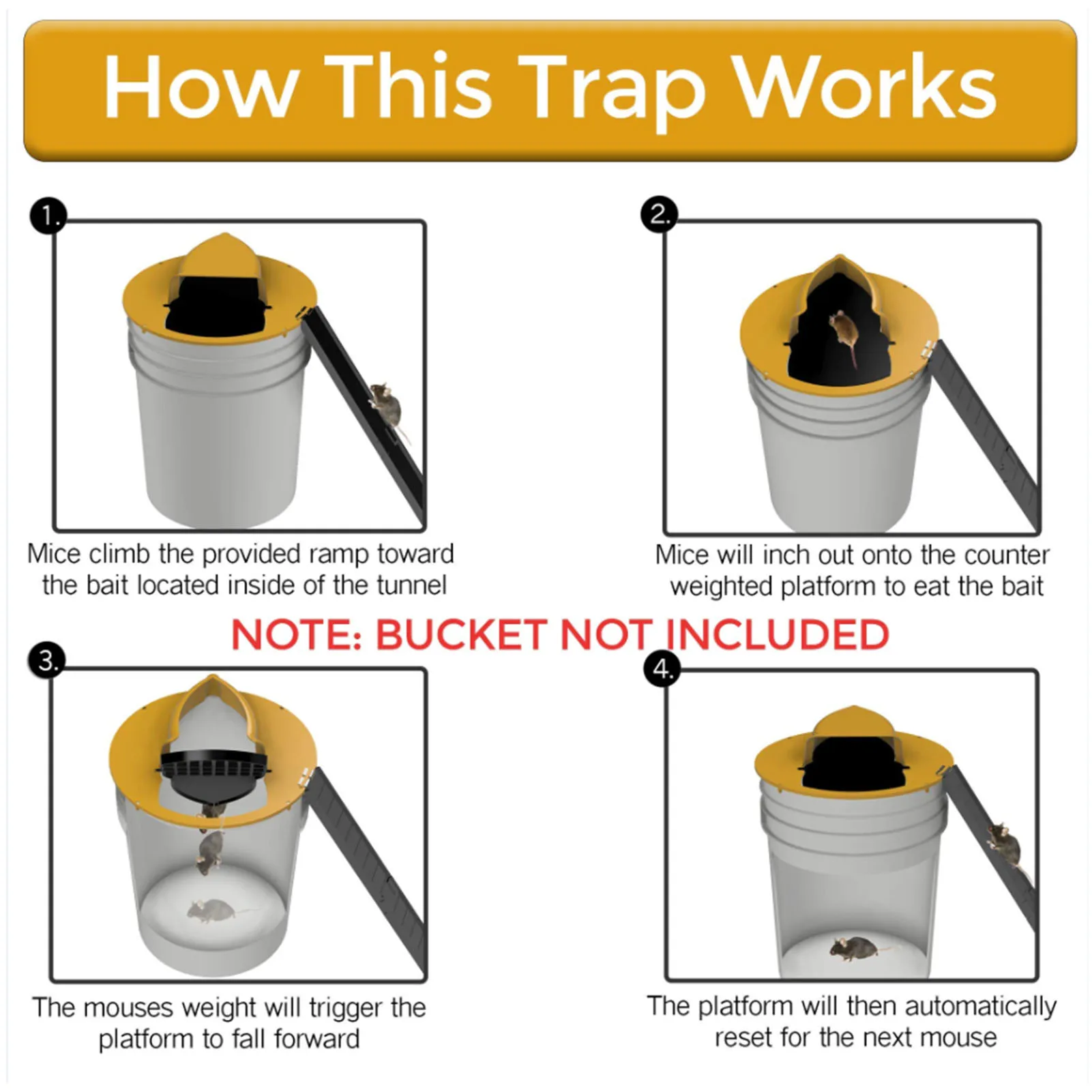 Pest Controller Rat Trap DIY Home Garden Walk Auto Reset Mouse Slide Bucket Lid Type Traps Board Mice Catcher Seesaw | Дом и сад