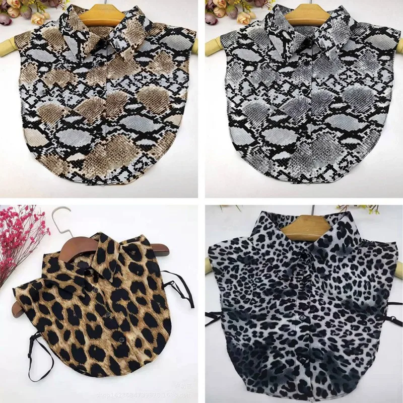 

Leopard Print Fake Collars Fashion Cotton Detachable Tie Ladies Shirt Accessories Half Body Shirts