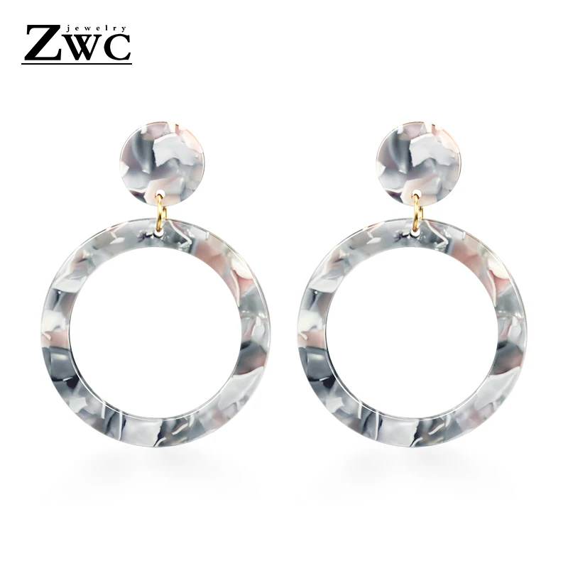 Gray 1 ZWC, винтажные корейские большие серьги для женщин, женская мода, золото, кубический цирконий, висячие серьги, серьги геометрической формы, ювелирное изделие - Окраска металла: Gray 1