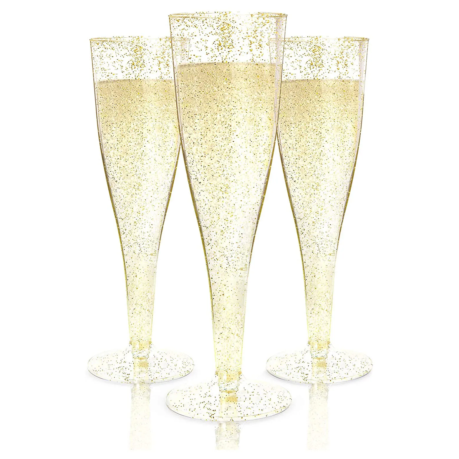 

54/30 pcs Gold Glitter Plastic Champagne Flutes-Wedding Parties Toasting Glasses,Disposable Plastic Wine Cup Party Cocktail Cups