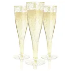 30 золотой блестящий пластиковый классический стакан, как шампанское, для свадебных вечеринок, для провозглашения тостов, одноразовые пластиковые стаканы для провозглашения тостов