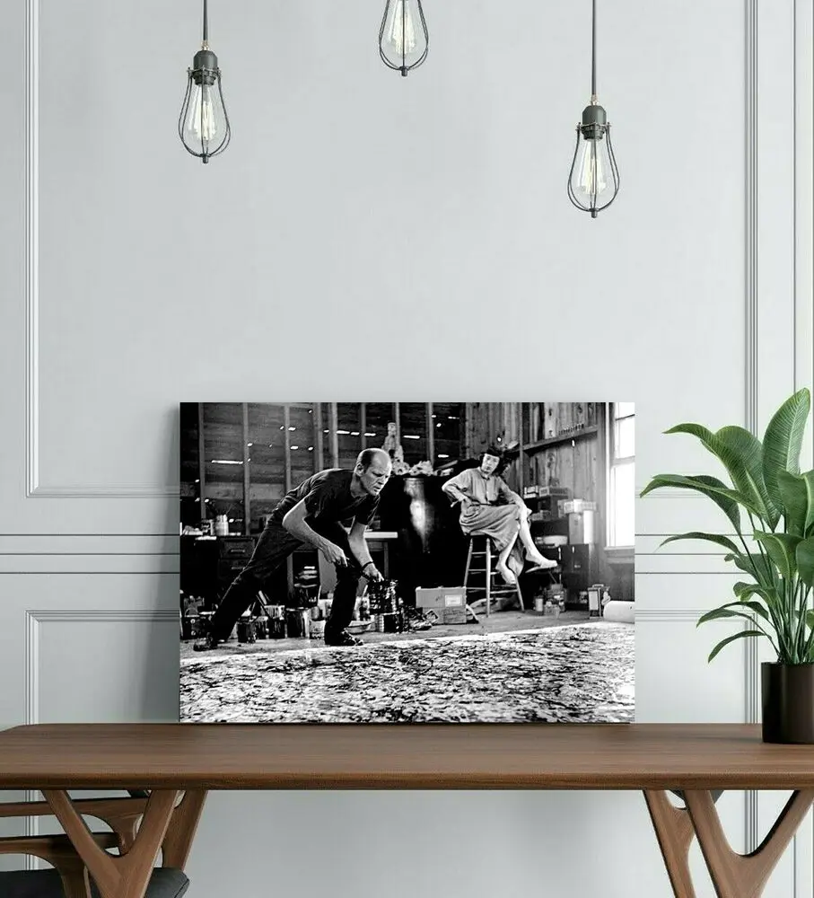 Джексон Поллок 7 - черно-белые яркие картины на холсте без рамы для стенного декора.