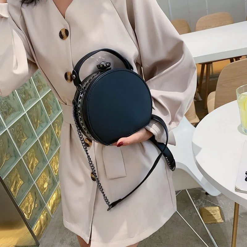 Дизайнерские цепи женские сумки через плечо модные круглые с заклепками для