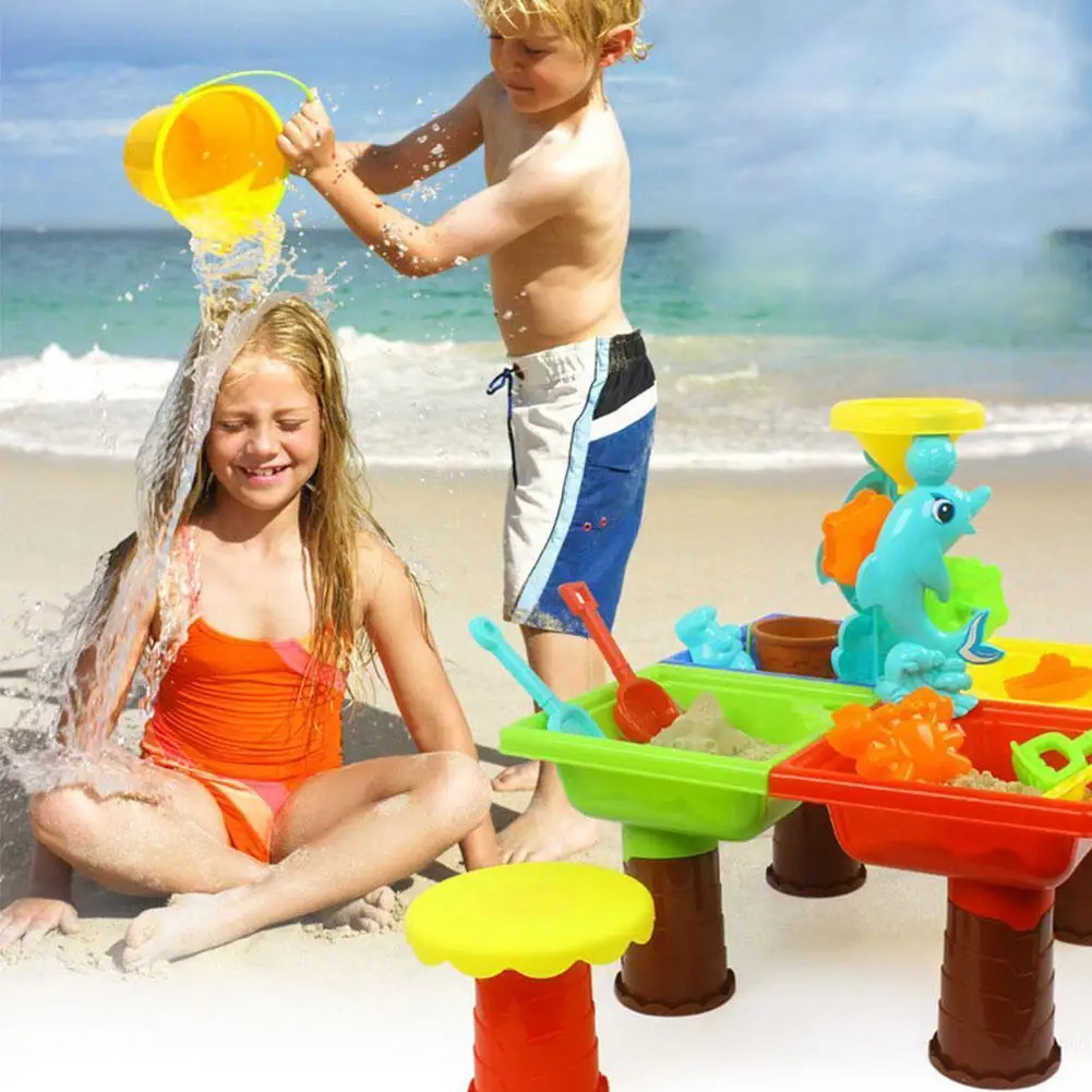 

Baby Summer Sand And Water Table Box Baby Outdoor Kids Parent-child Waterwheel Beach Family Toys Toys Childre I1W6