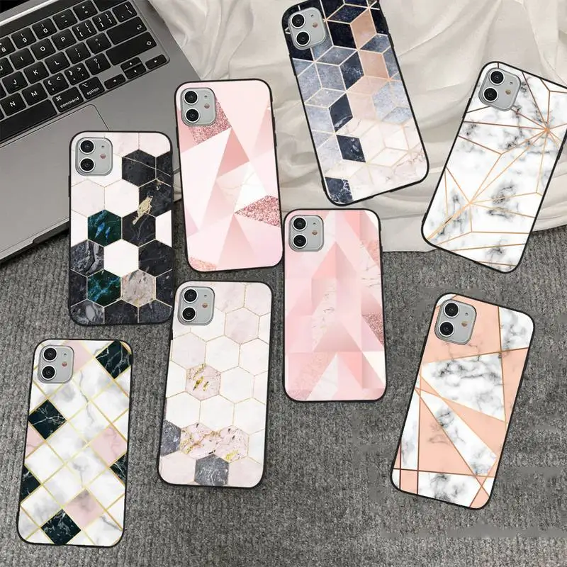 

Plating Geometric Marble Phone Case for iPhone 8 7 6S Plus X 5S SE 2020 XR 11 12 mini pro XS MAX