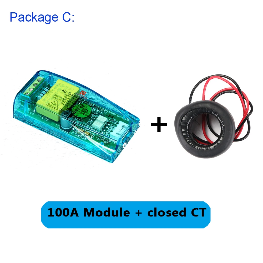 Package C AC цифровой многофункциональный метр ватт мощность вольт ампер ток тестовый модуль PZEM-004T с катушкой 0-100A 80-260 В AC 3303163 - Цвет: Package C