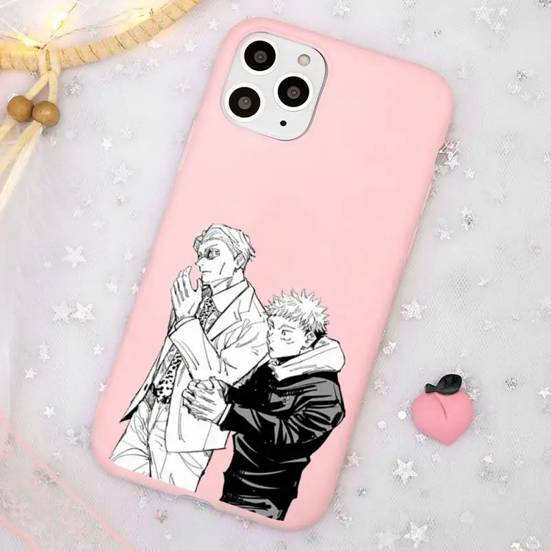 

Cute Japan Anime Jujutsu Kaisen Gojo sensei Phone Case Candy Color for iPhone 11 12 mini pro XS MAX 8 7 6 6S Plus X SE 2020 XR