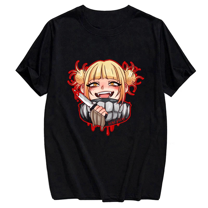 

Anime My Hero Academia Toga Himiko Cotton T-shirt Fashion Summer Short Sleeve Harajuku Style T-shirts Casual Hip Hop Clothes