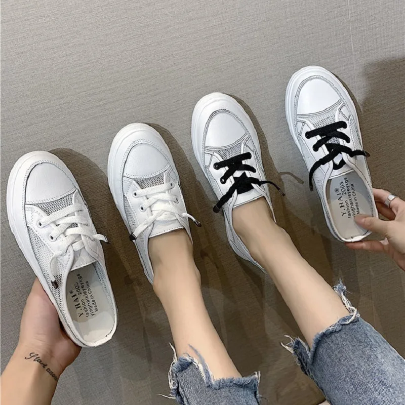 Женская обувь Новинка лета 2019 модная на плоской подошве сетчатая дышащая для