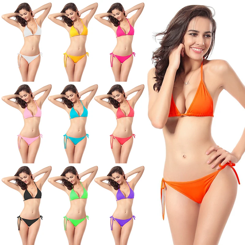 Дешевая летняя пляжная одежда Женский раздельный купальник с низкой талией