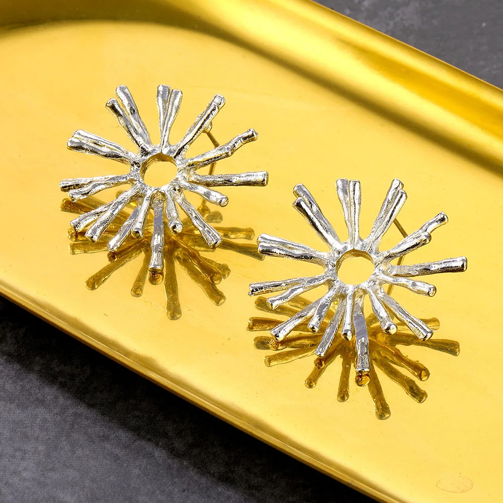 Женские серьги в форме листьев гинкго Золотые неправильной геометрической формы