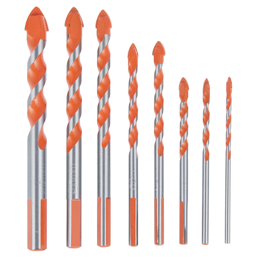 

8 Pcs Twist Drill Bit Multi-functional Triangle Drill Bits for Glass Ceramic Tile Concrete Brick Metal Marble Wood Hole Opener