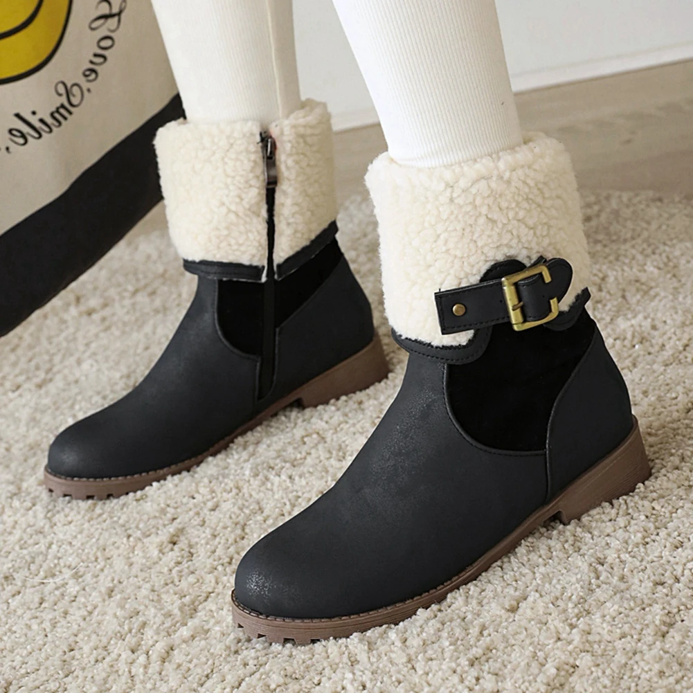 

Sarairis 2020 New Design Large Size 43 Thick Heels Ankle Boots Women Shoes Zipper Add Fur Autumn Winter Office Ladies Boots