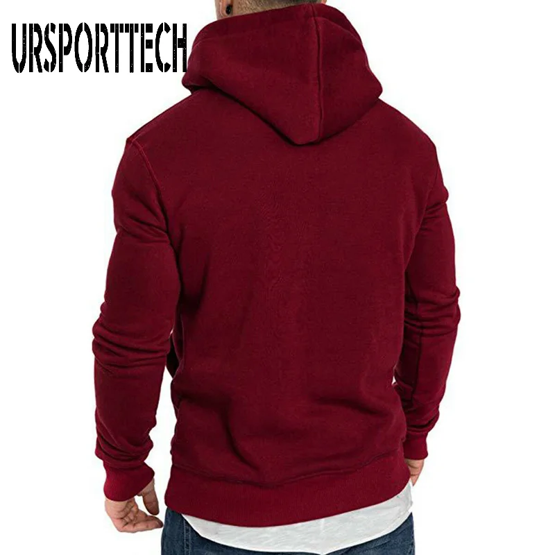 Autumn Winter Men Hoodies Sweatshirts Long Sleeve Solid Slim Fit Hooded Sweatshirt Outwear Warm Cool for | Мужская одежда
