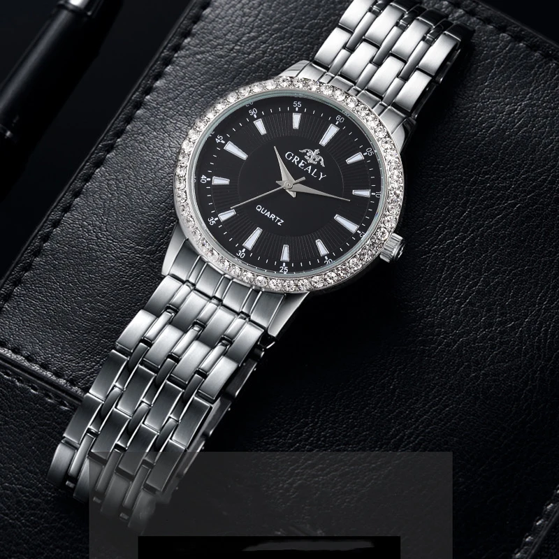 

Luxury Lovers Watch Diamond New Trendy Stainless Steel Strap Analog Quartz Wristwatch Simple Business Valentine's Day Gift