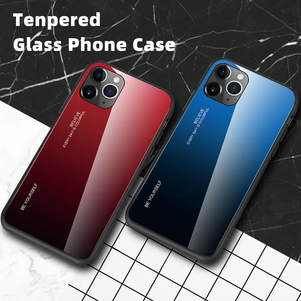 

Fashionable new gradient glass all inclusive fall proof case for Apple 13 Pro 12 Max Mini 11 XR XS 7 8 plus series