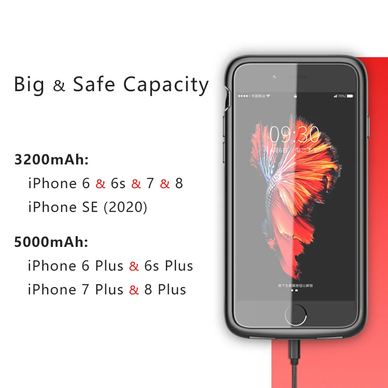 Чехол с зарядным устройством для iPhone 6 Plus 6s 7 8 SE | Мобильные телефоны и аксессуары