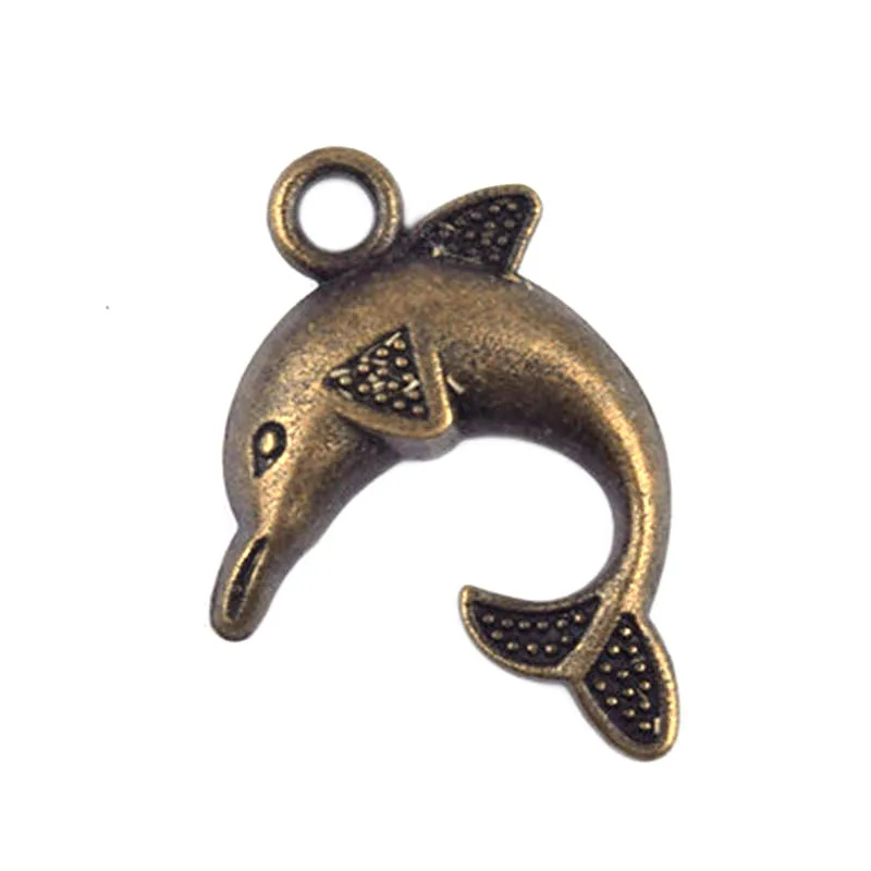 Оптовая продажа Кулон Дельфин Ретро бронзовые тона кожа цепь Стиль ожерелье