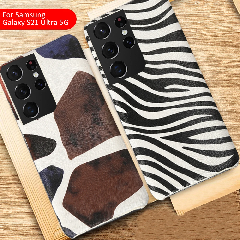 

Genuine leather phone case for samsung galaxy s21 s22 ultra s21plus s20FE note 20 zebra pattern for samsung a51 a53 case umidigi
