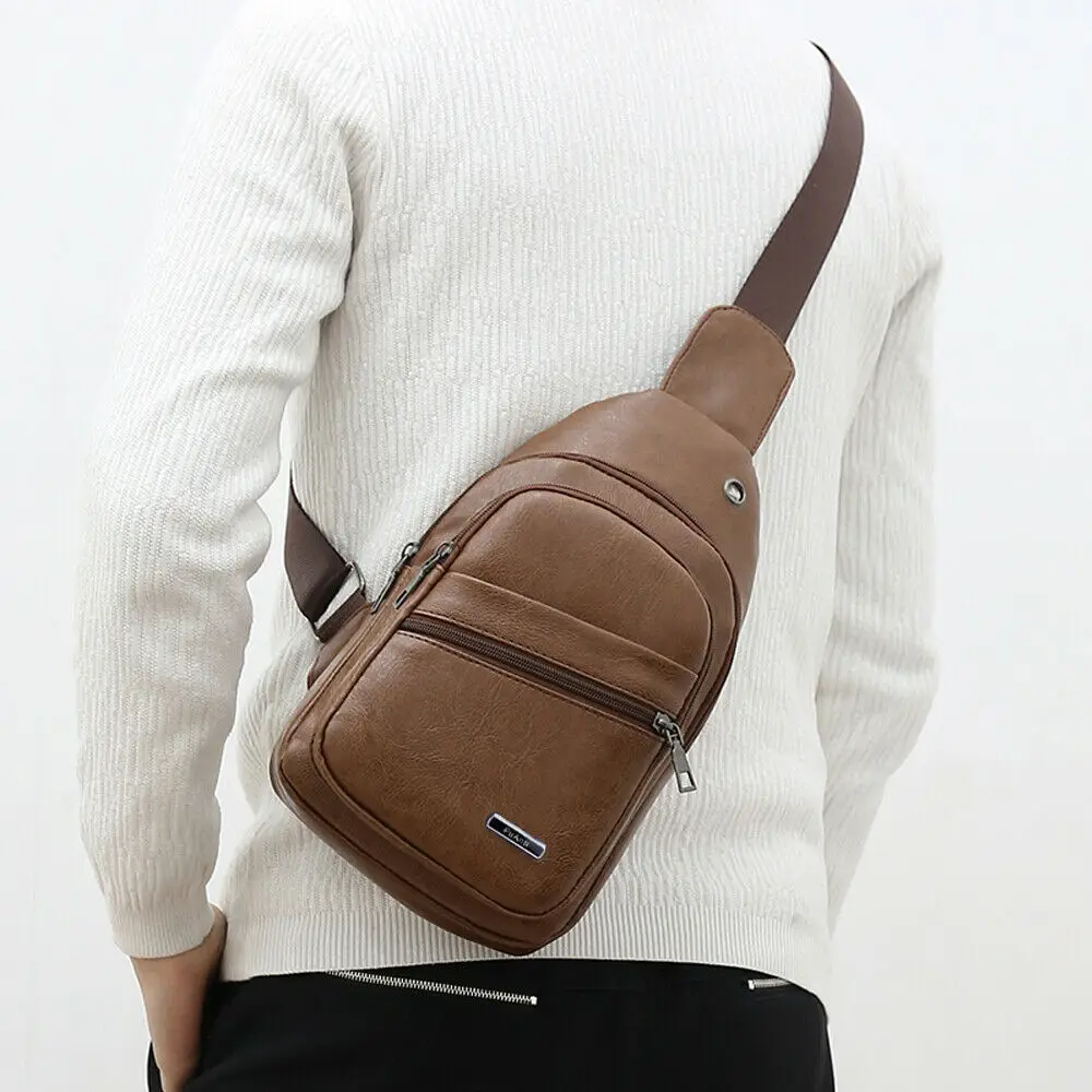 Мужская нагрудная сумка кожаный рюкзак через плечо для улицы школьный |