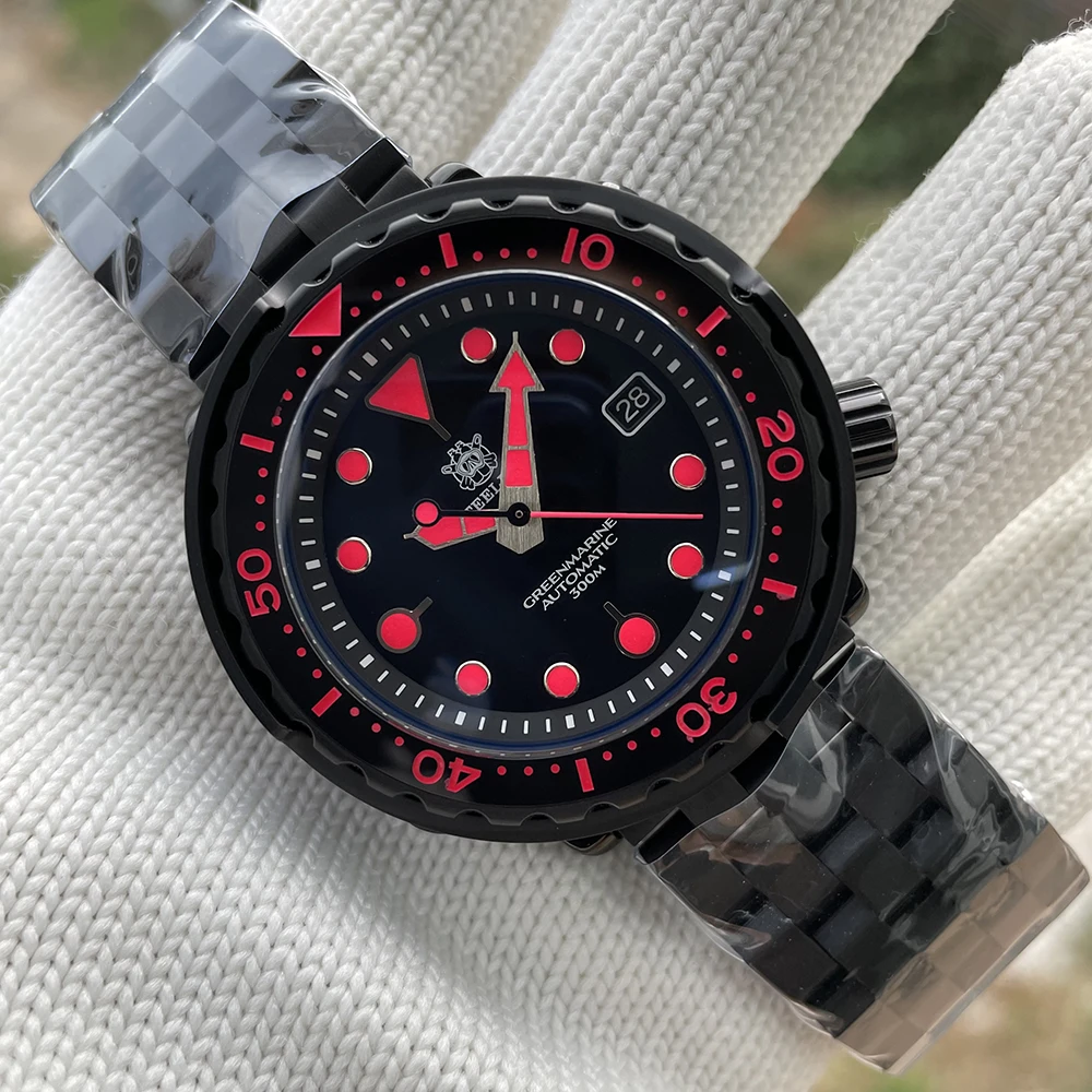 Мужские Супер Светящиеся механические Спортивные часы STEELDIVE SD1975XT 47 5 мм PVD черный