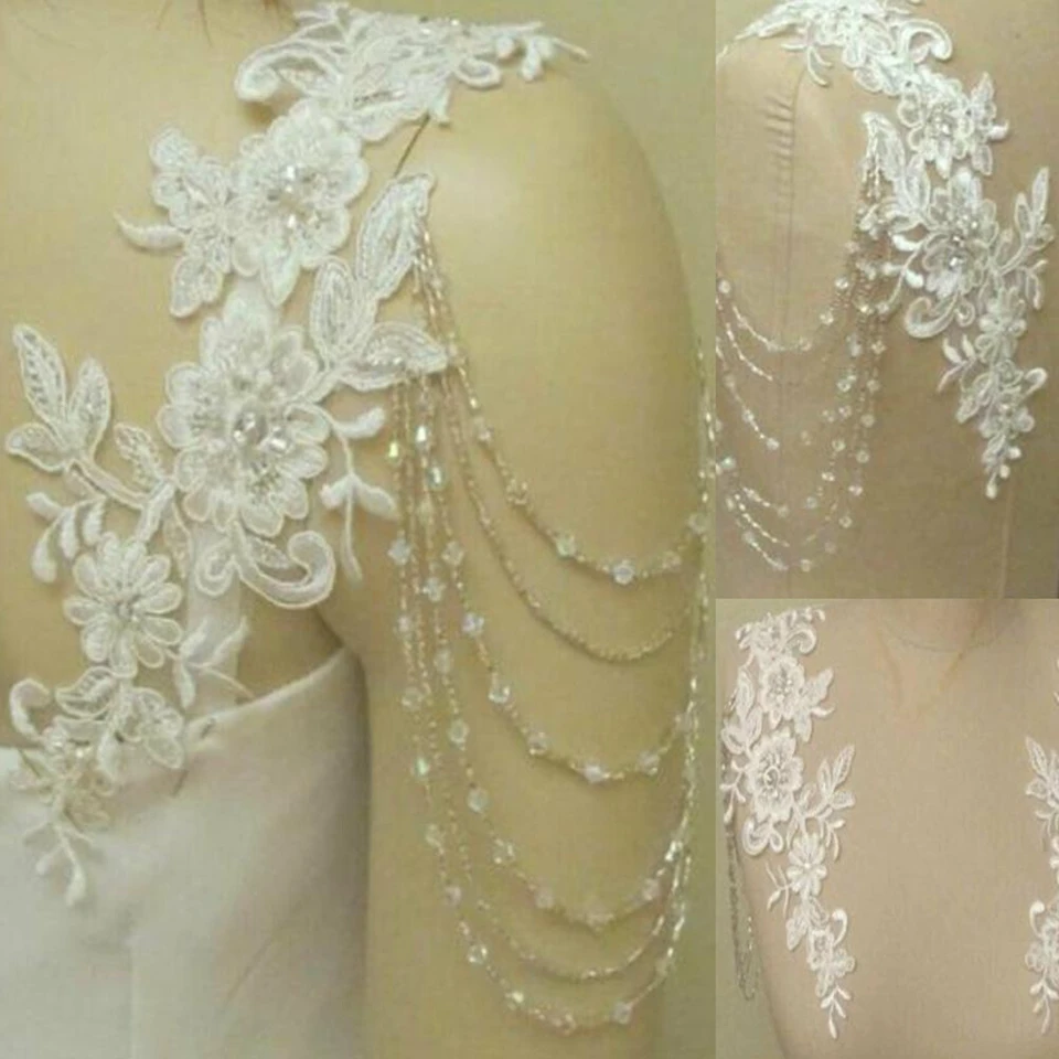 Removeable Wedding Dress Straps Wedding Jackets Lace Top Bridal Bolero Wraps Shawl Straps for Strapless Dress