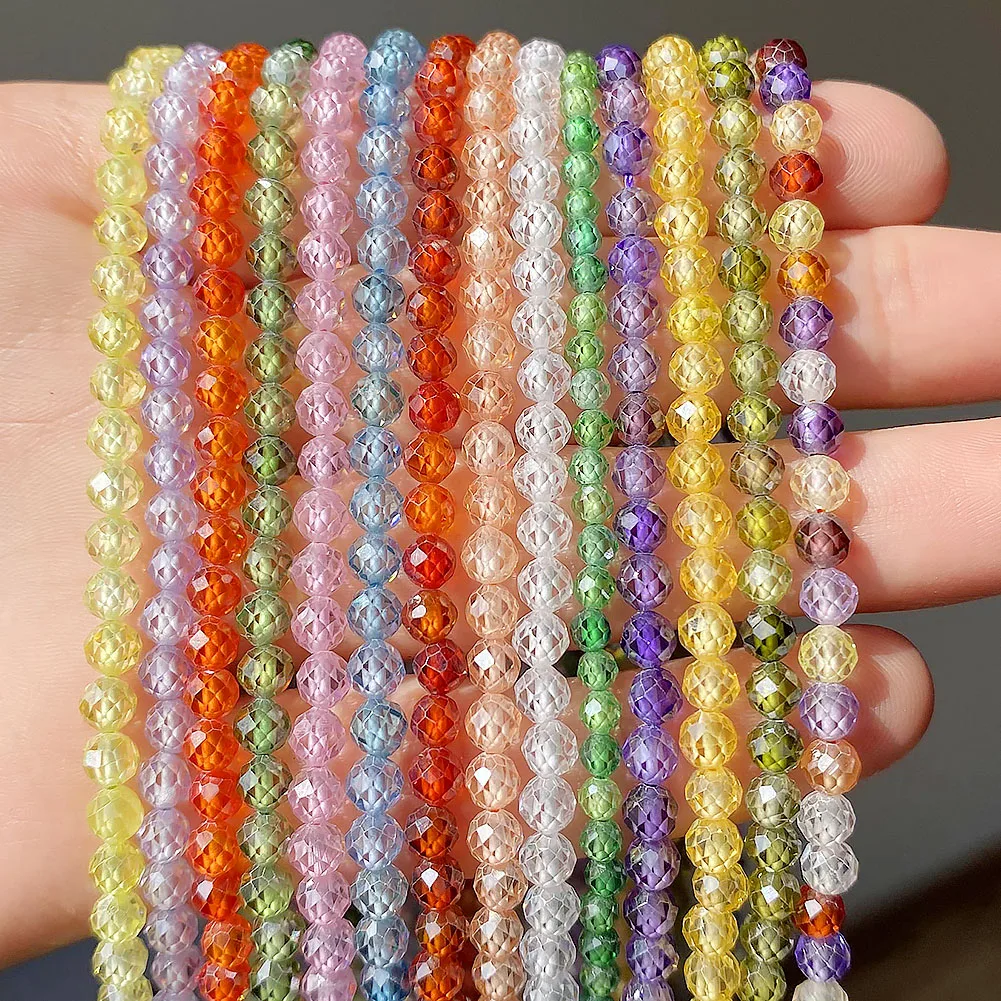 

Multicolor Cubic Zirconia Beads Faceted Crafts 2/3/4mm Zircon Loose Beads For Waist Beads Women Beach Jewelry Making