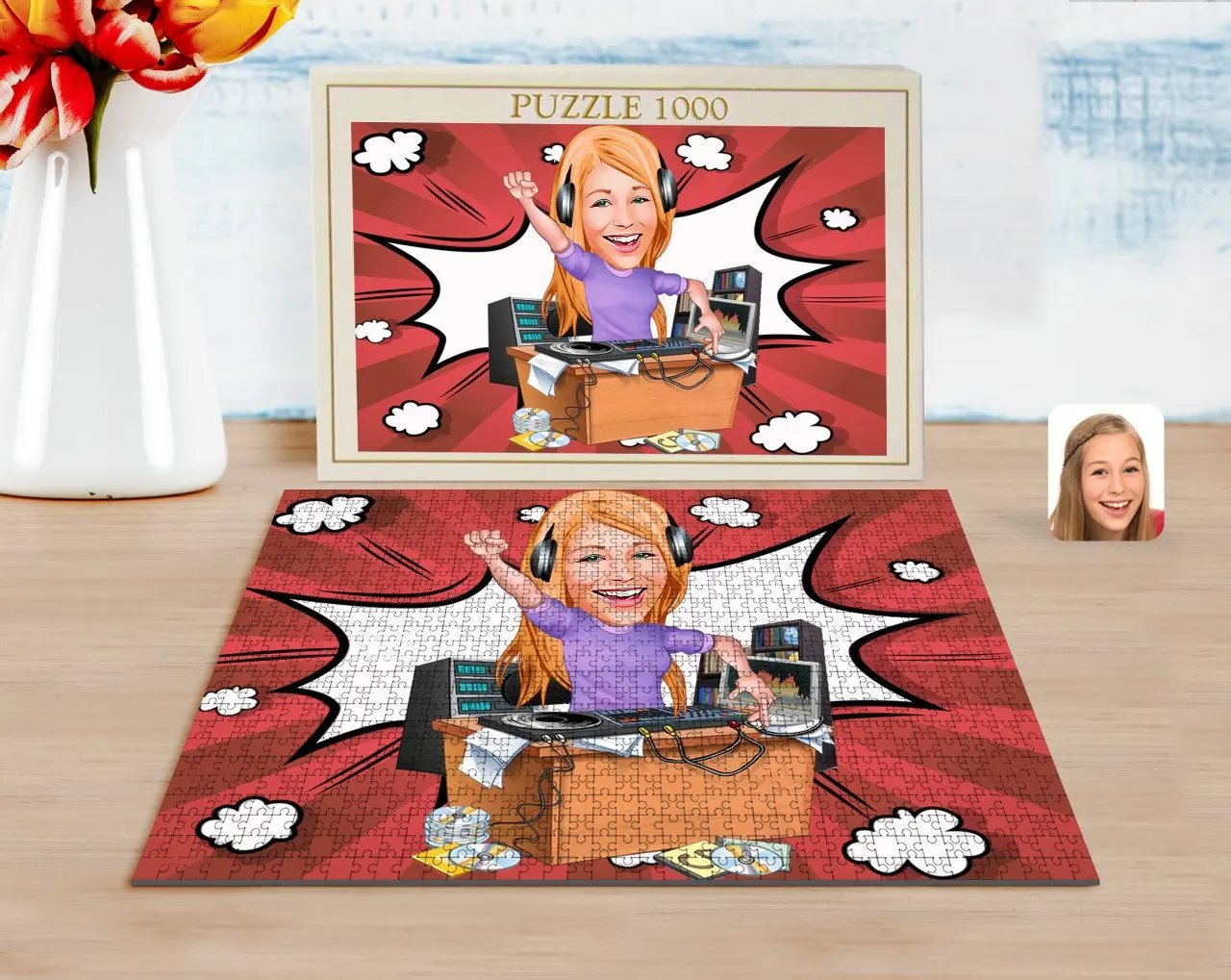 

Personalized Women 'S Radio Broadcaster Caricature of 1000 Piece Professional Puzzle-1