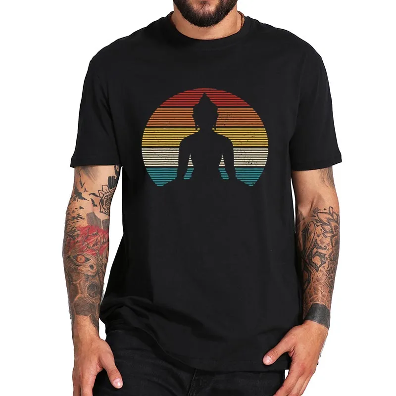 

Buddha Buddhism Zen Spiritual Yoga Meditation T Shirt Vintage Designed Print Tee Retro Gift Pure Cotton Soft Men Top